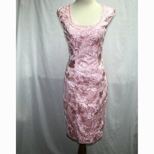 Sue Wong Nocturne Dusty Pink Slim Fit Ribbon Lace Dress Size 2